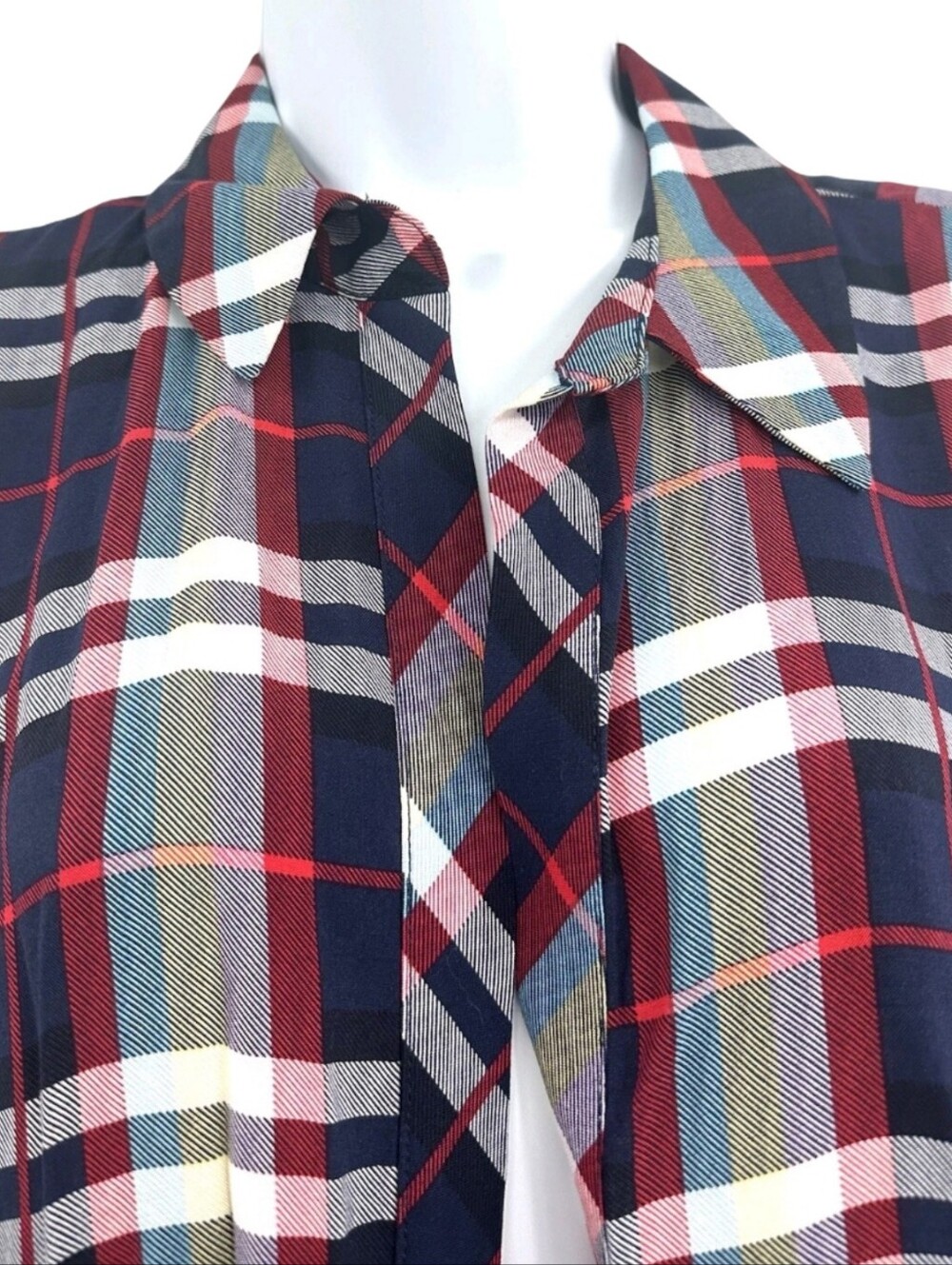 Torrid Maxi Kimono Duster Challis Plaid Red & Blue Plus Size 2 2X New - Picture 7 of 10